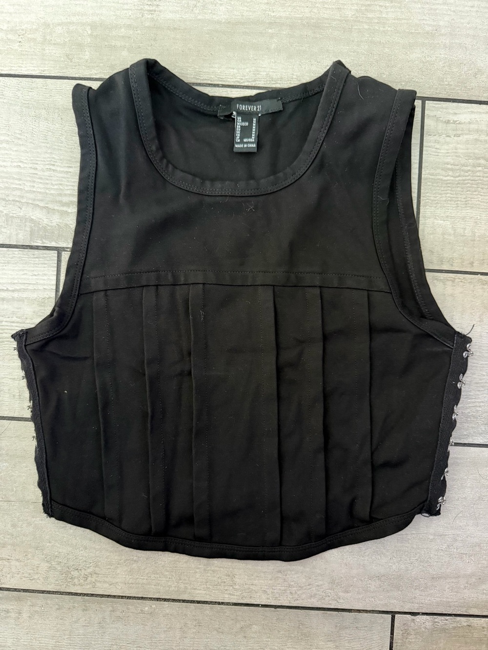Forever 21 Black Pleated Crop Tank Top